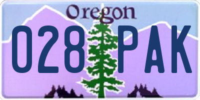 OR license plate 028PAK