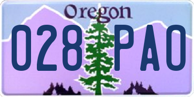 OR license plate 028PAO