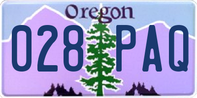 OR license plate 028PAQ