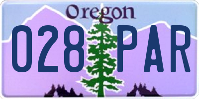 OR license plate 028PAR