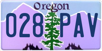 OR license plate 028PAV