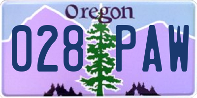 OR license plate 028PAW