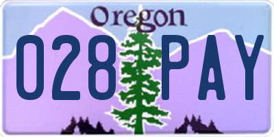 OR license plate 028PAY