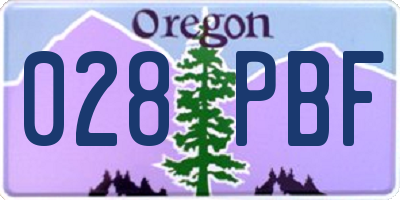 OR license plate 028PBF