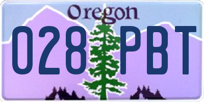 OR license plate 028PBT