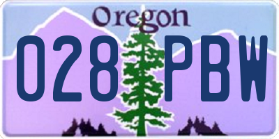 OR license plate 028PBW