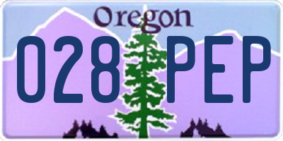 OR license plate 028PEP