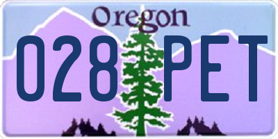 OR license plate 028PET