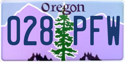 OR license plate 028PFW