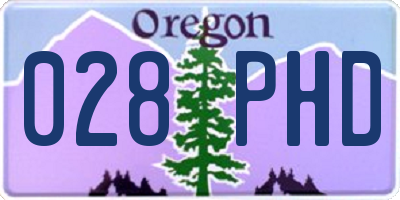 OR license plate 028PHD