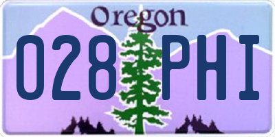 OR license plate 028PHI