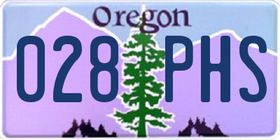 OR license plate 028PHS
