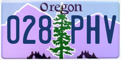 OR license plate 028PHV