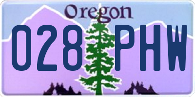 OR license plate 028PHW