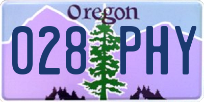 OR license plate 028PHY