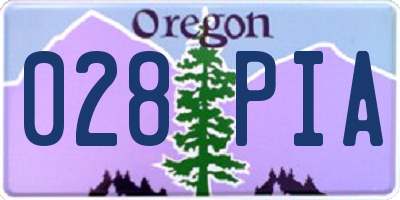 OR license plate 028PIA