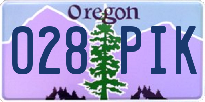 OR license plate 028PIK