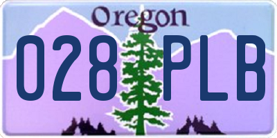 OR license plate 028PLB