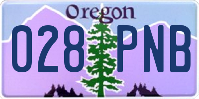 OR license plate 028PNB