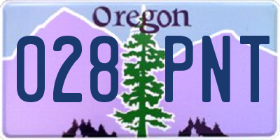 OR license plate 028PNT