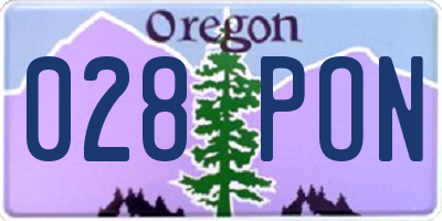 OR license plate 028PON