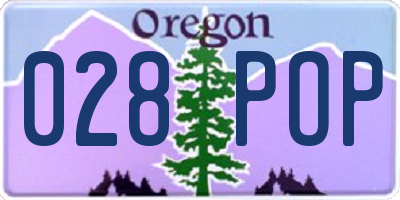 OR license plate 028POP
