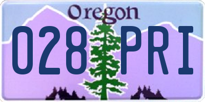 OR license plate 028PRI