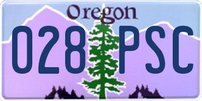 OR license plate 028PSC