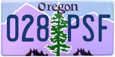OR license plate 028PSF