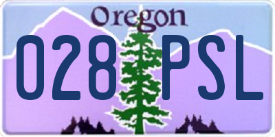 OR license plate 028PSL