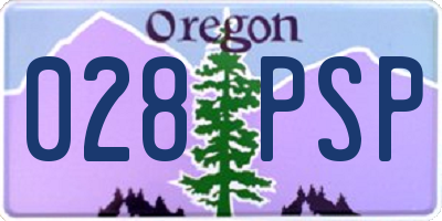 OR license plate 028PSP
