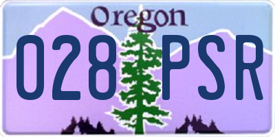 OR license plate 028PSR