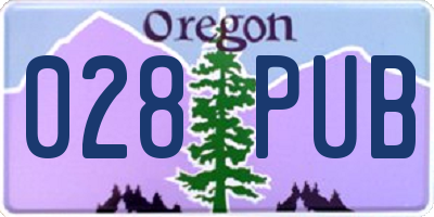 OR license plate 028PUB