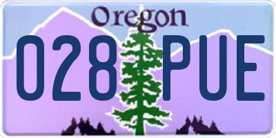 OR license plate 028PUE