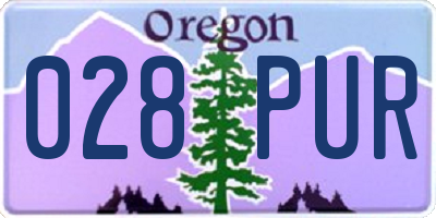 OR license plate 028PUR
