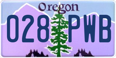 OR license plate 028PWB