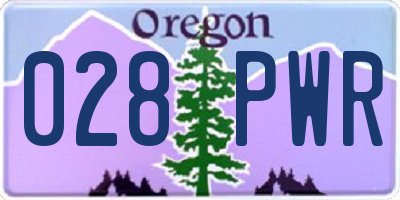 OR license plate 028PWR