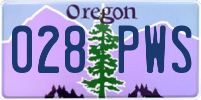 OR license plate 028PWS