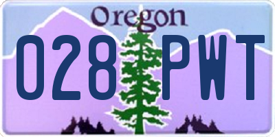 OR license plate 028PWT