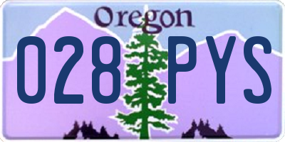 OR license plate 028PYS