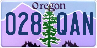 OR license plate 028QAN