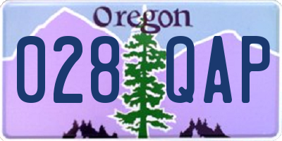 OR license plate 028QAP