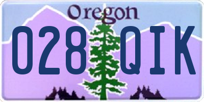 OR license plate 028QIK