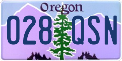OR license plate 028QSN