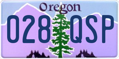 OR license plate 028QSP