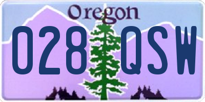OR license plate 028QSW