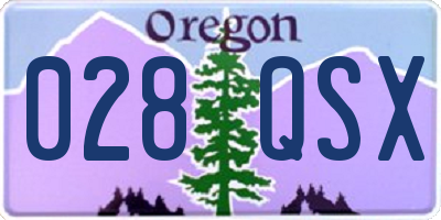OR license plate 028QSX