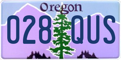 OR license plate 028QUS