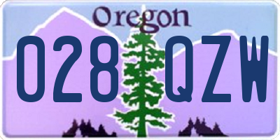 OR license plate 028QZW