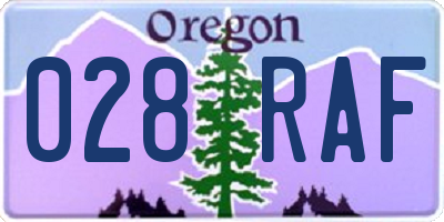 OR license plate 028RAF